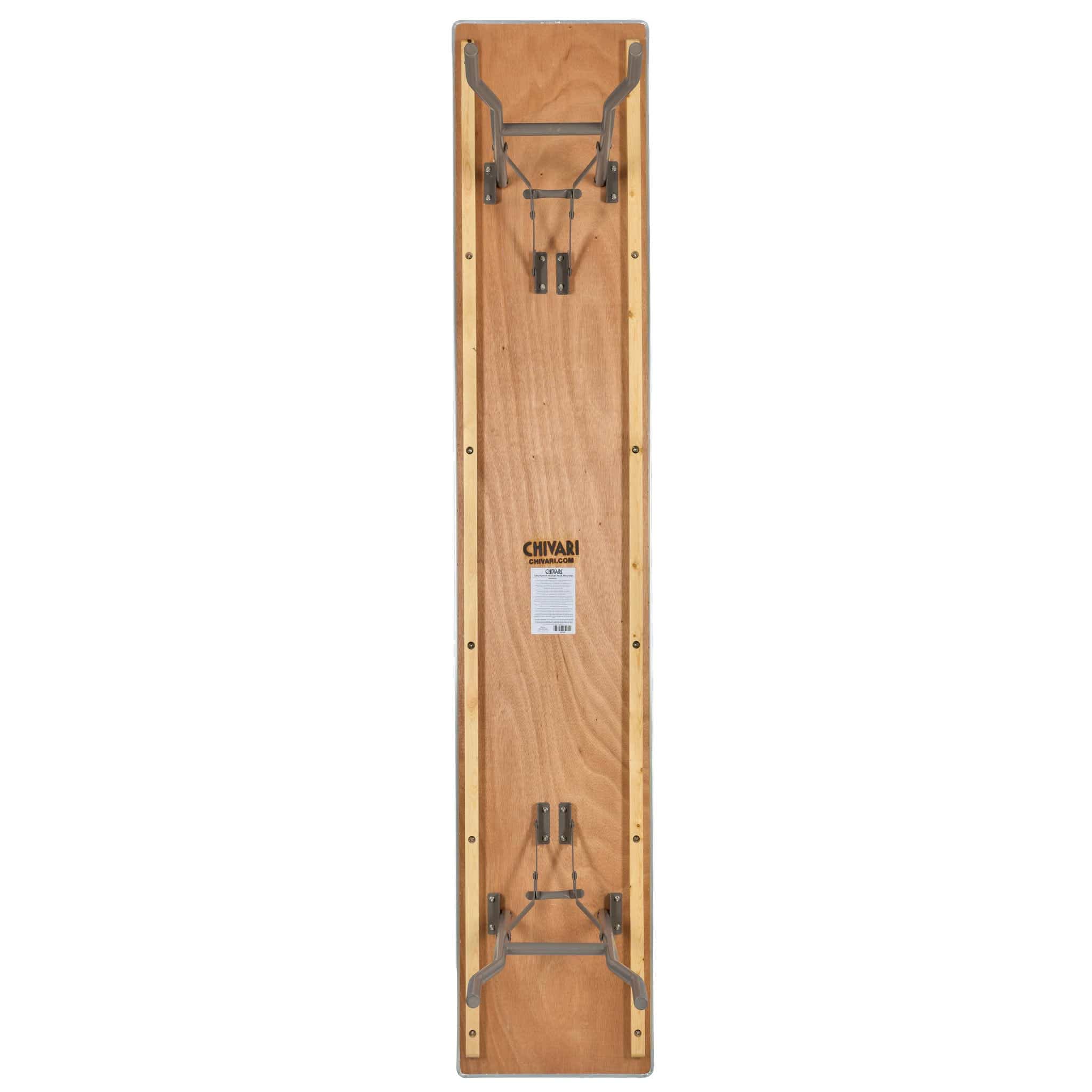 Chivari 96" x 18" (8 Foot) Gray Rectangle Heavy Duty Plywood Folding Table TPLYRT9618MG-AX-T
