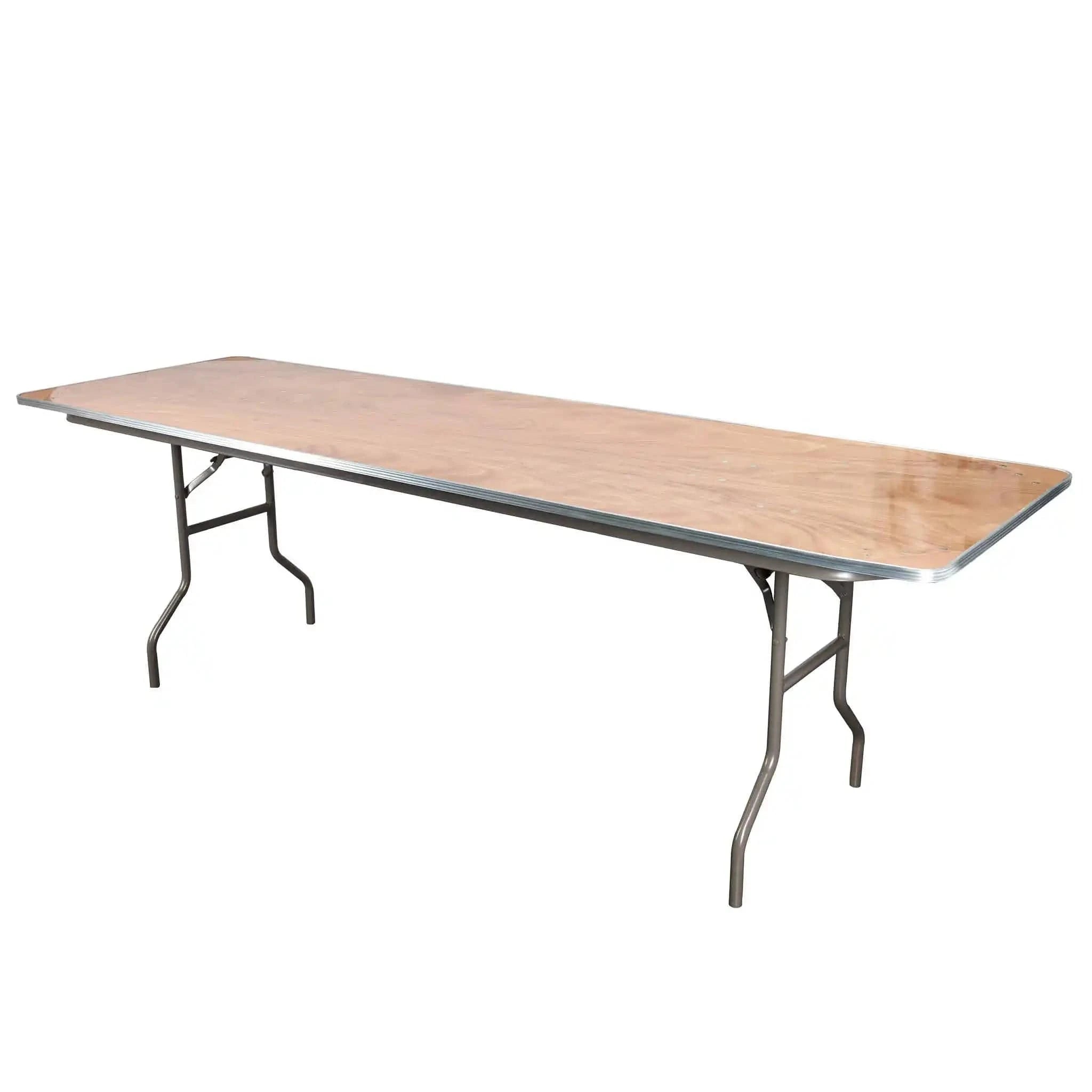 96" x 30" (8 Foot) Rectangle Plywood Folding Table with Steel Skeleton™
