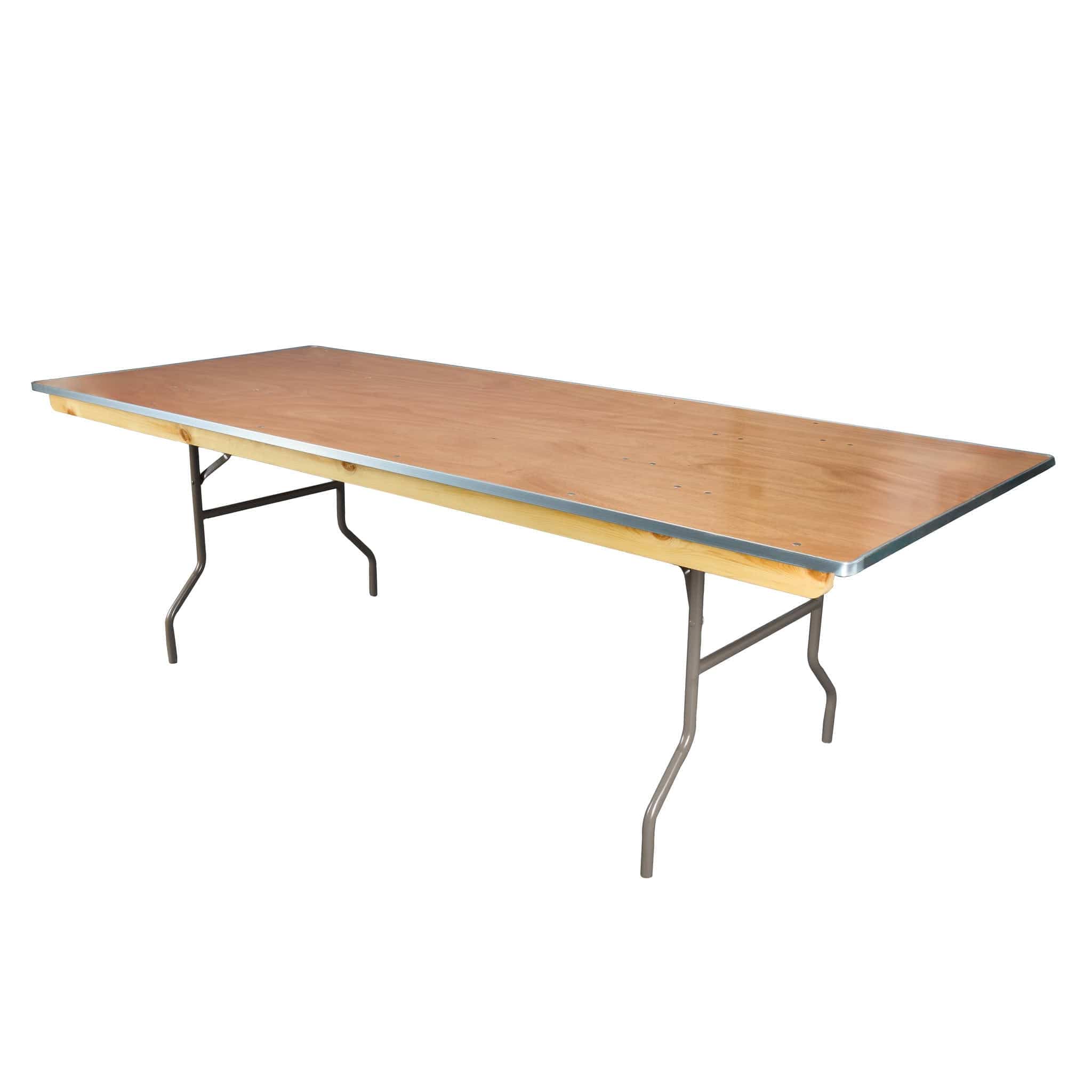 Chivari 96" x 40" (8 Foot) Gray Rectangle Heavy Duty Plywood Folding Table TPLYRT9640MG-AX-T