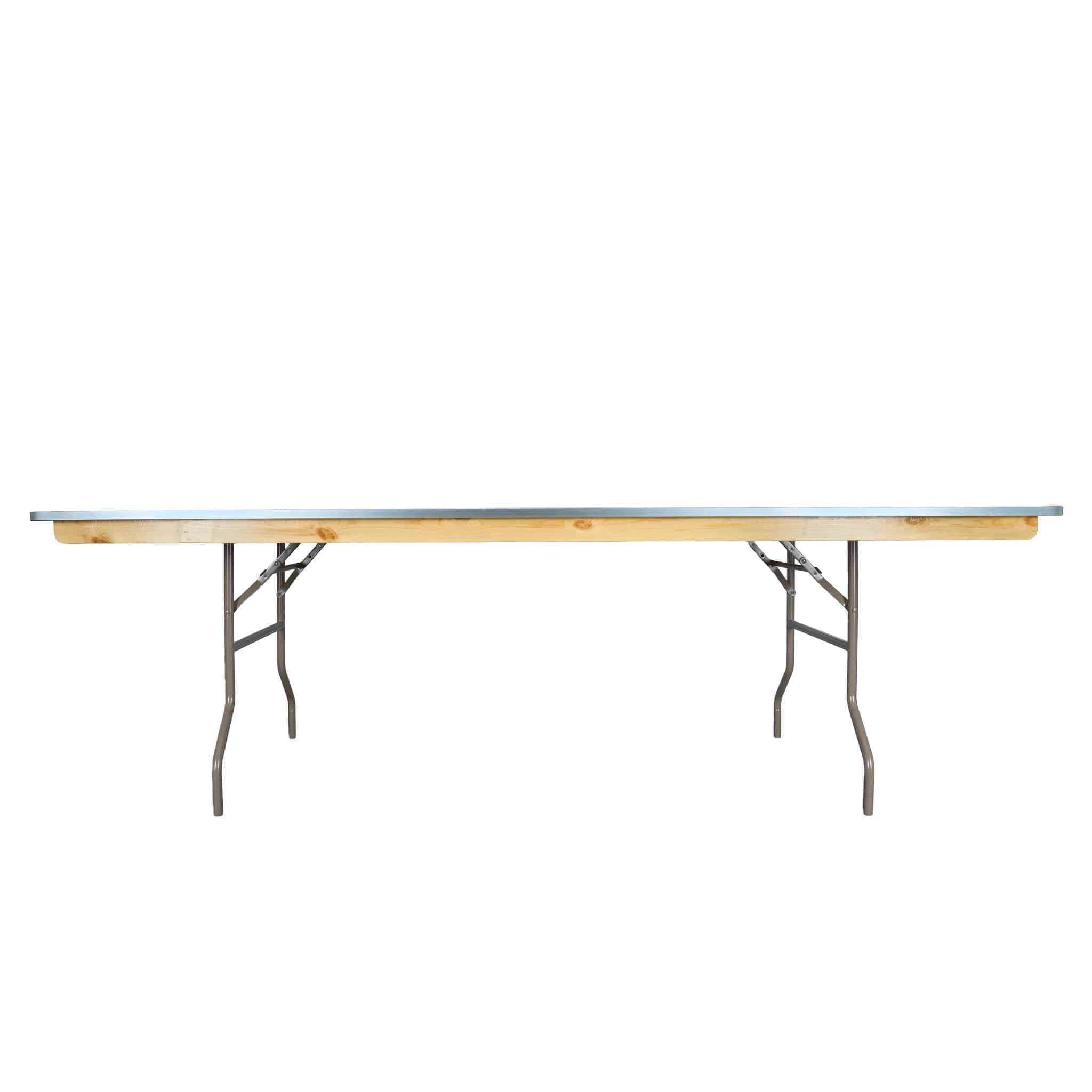 Chivari 96" x 42" (8 Foot) Rectangle Heavy Duty Plywood Folding Table with Metal Edge TPLYRT9642MG-AX-T