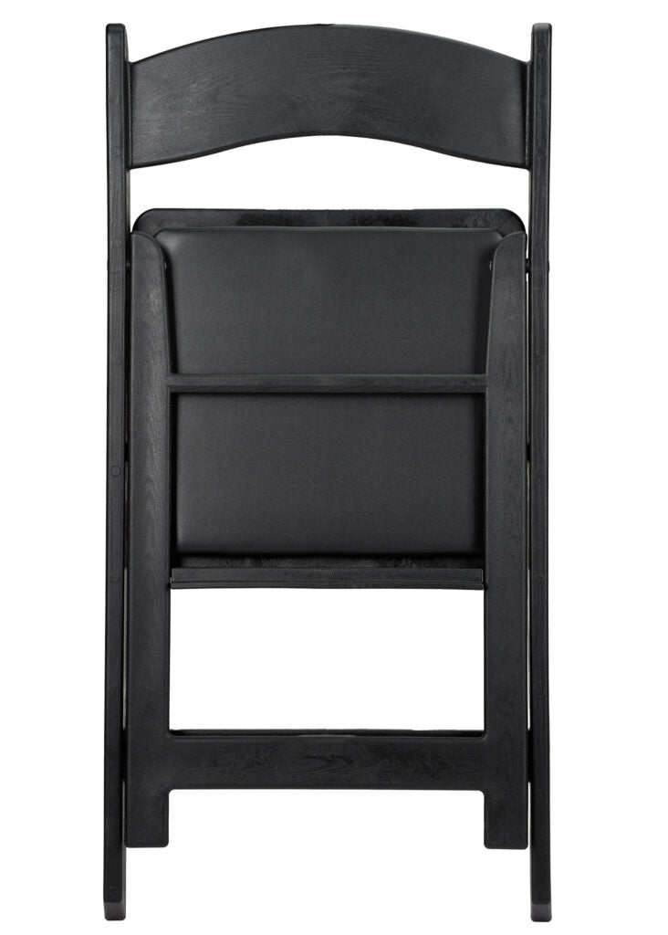 Black Brushed WoodGrain with Black Seat Resin Steel Skeleton™ Folding Chair