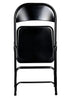 Chivari 100 Black Metal Folding Chairs + 12 Plastic Round Table Kit CFMBL-100-12RD-KT