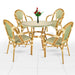 Toulouse Beige and Green French Bistro Set Includes 40" Table and 4 Chairs with Arms FBK-BG-AW4-AX