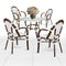 White French Bistro Set Includes 40" Table and 4 Chairs with Arms