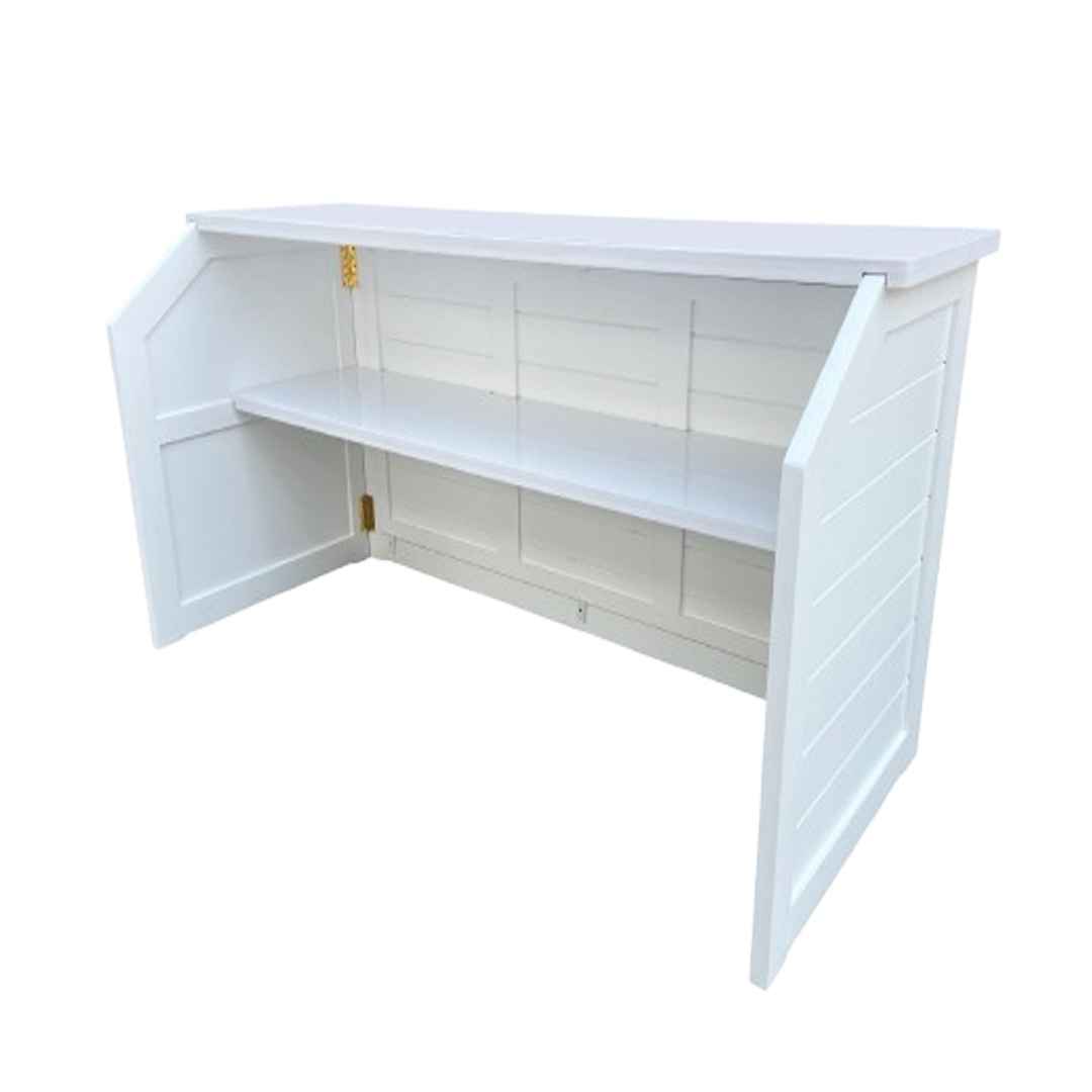 Chivari 7' White Portable Folding Bar with Reversible Front BAR-FOLD-84KTR-WHT-AX-T
