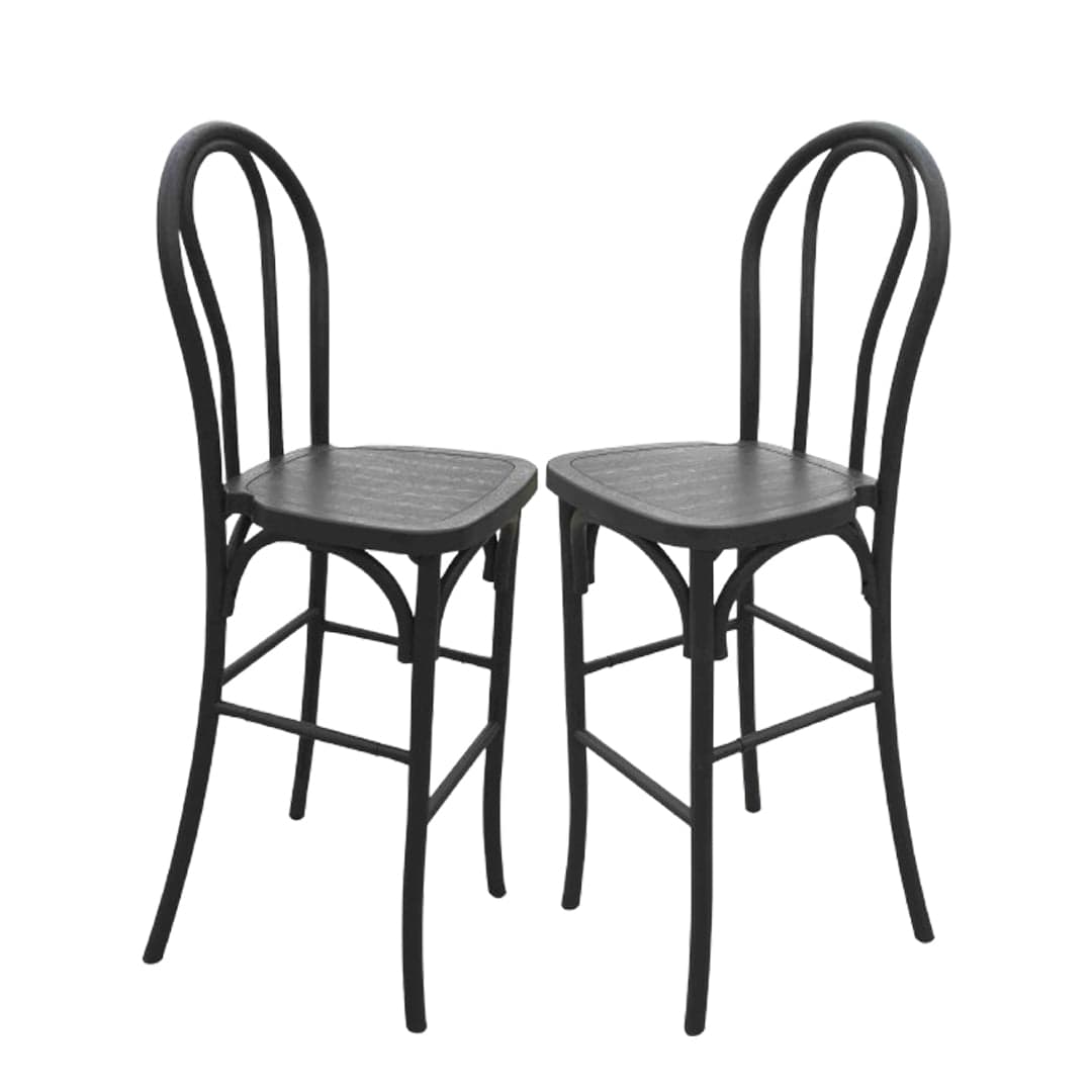 Chivari Black Resin Steel Skeleton™ Bentwood Barstool - 2 Pack - Some Assembly Required BBRB-KD-ST-AX-2