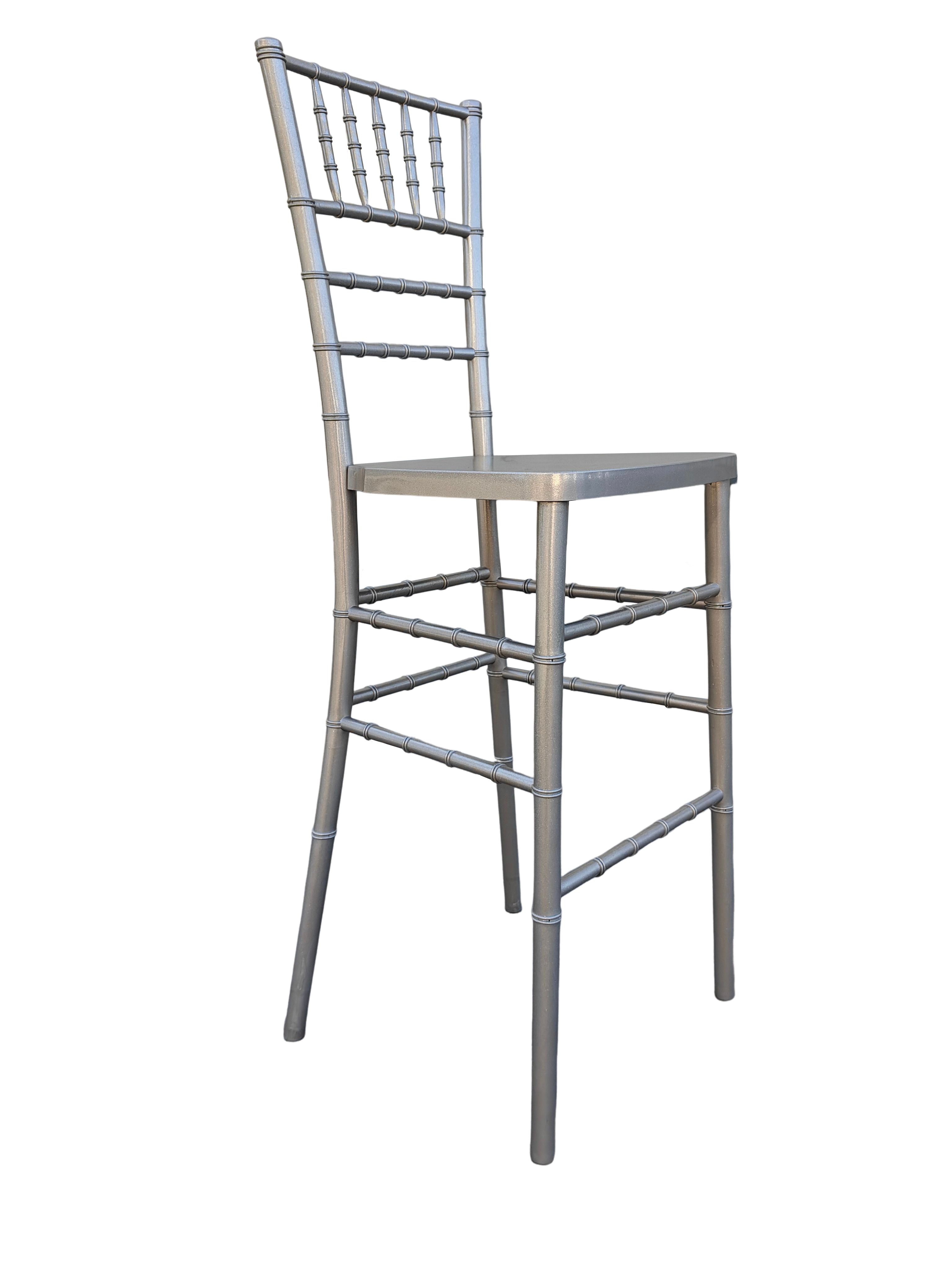 Sparkling Silver Champagne Resin Steel Skeleton™ Chiavari Barstool