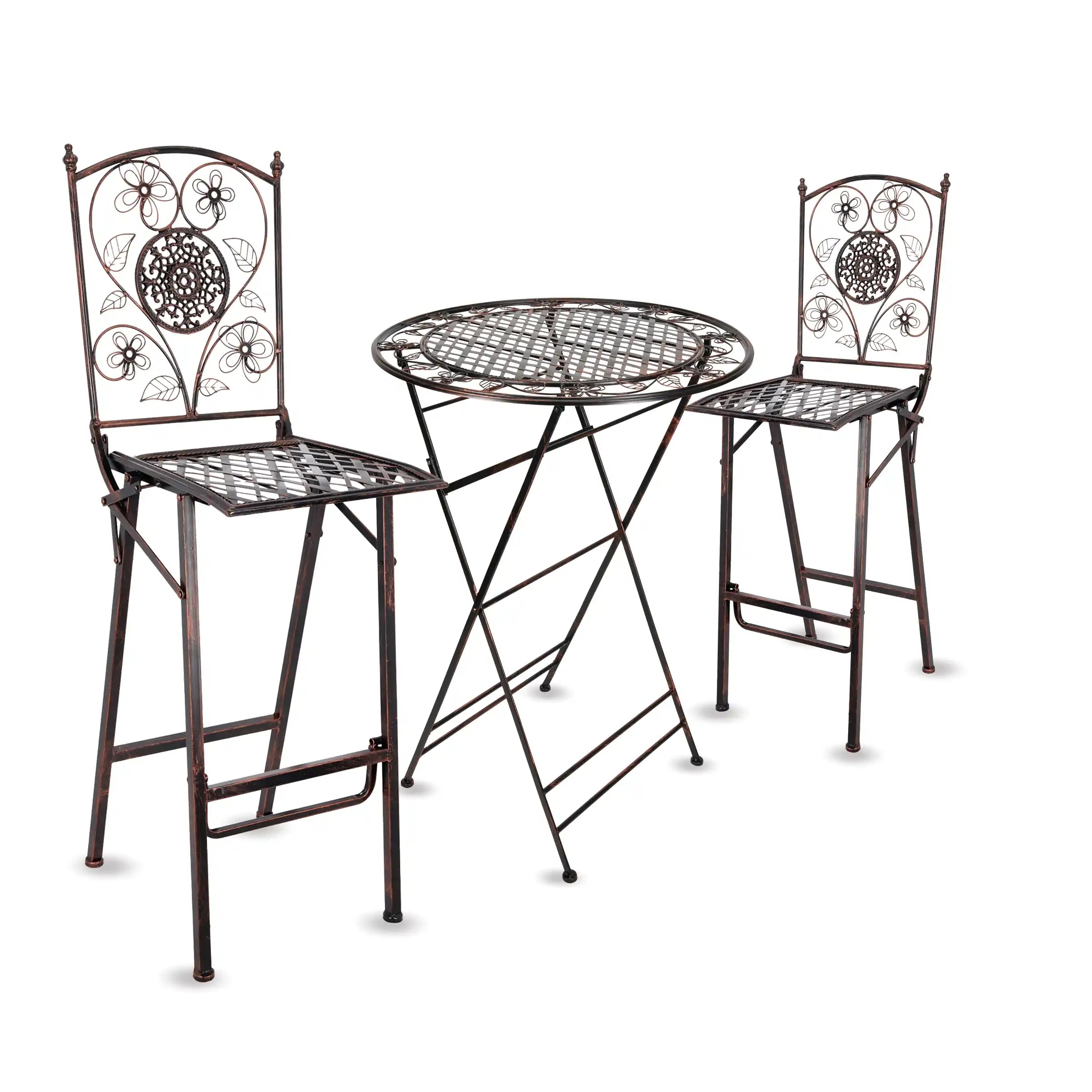 Barcelona Bistro Set in Bronze includes 32" Cocktail Table and 2 Barstools