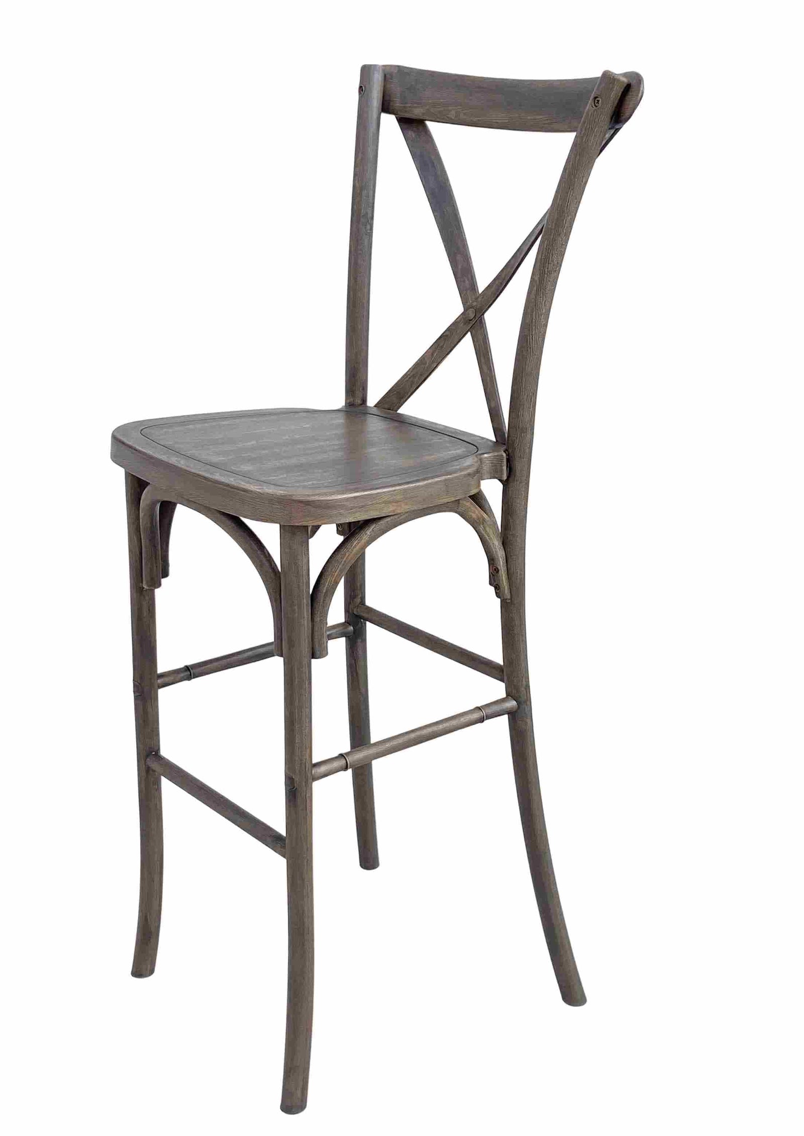Fruitwood Resin Steel Skeleton™ Cross Back Barstool (Per Unit Price Shown – Sold only in Quantities of 2) Some Assembly Required