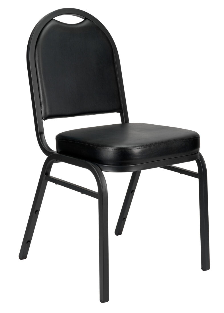 Banquet Chair – Dome Black Vinyl on Black Frame 34.5″ Height / 2.5″ Cushion CQDVBB-ZF-T