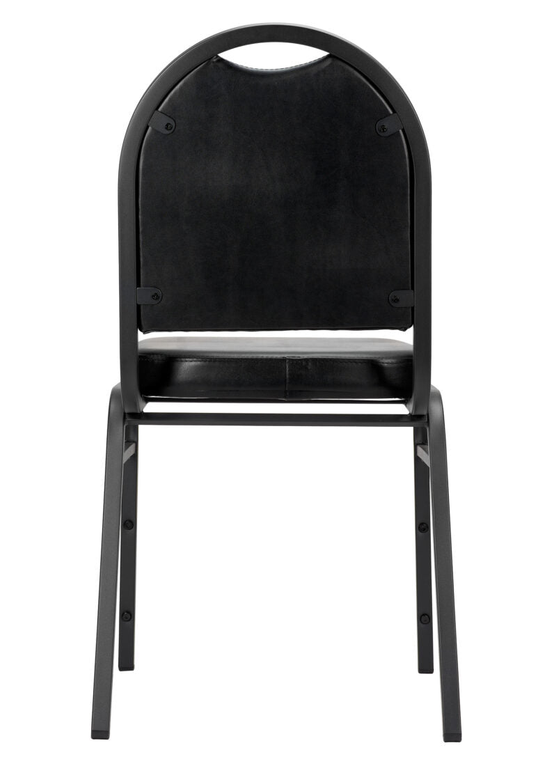 Banquet Chair – Dome Black Vinyl on Black Frame 34.5″ Height / 2.5″ Cushion CQDVBB-ZF-T