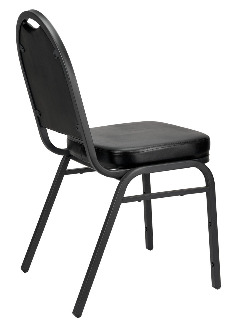 Banquet Chair – Dome Black Vinyl on Black Frame 34.5″ Height / 2.5″ Cushion CQDVBB-ZF-T