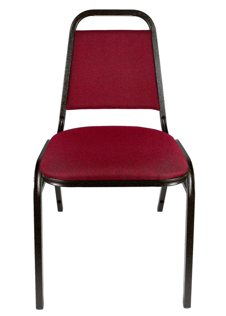 Burgundy Fabric Gold Vein Steel Frame Trapezoid Back 34" Banquet Chair