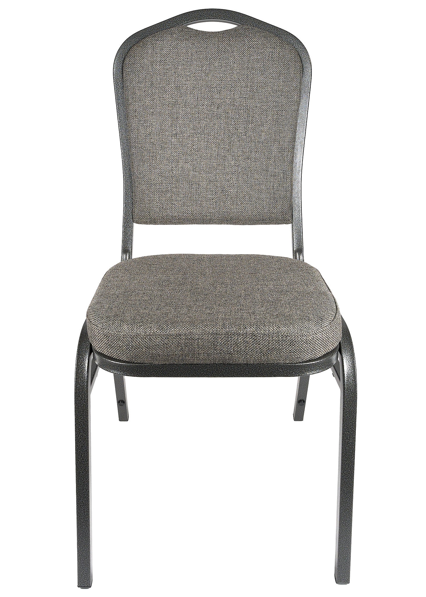 Charcoal Gray Fabric Silver Vein Steel Frame Crown Back Banquet Chair