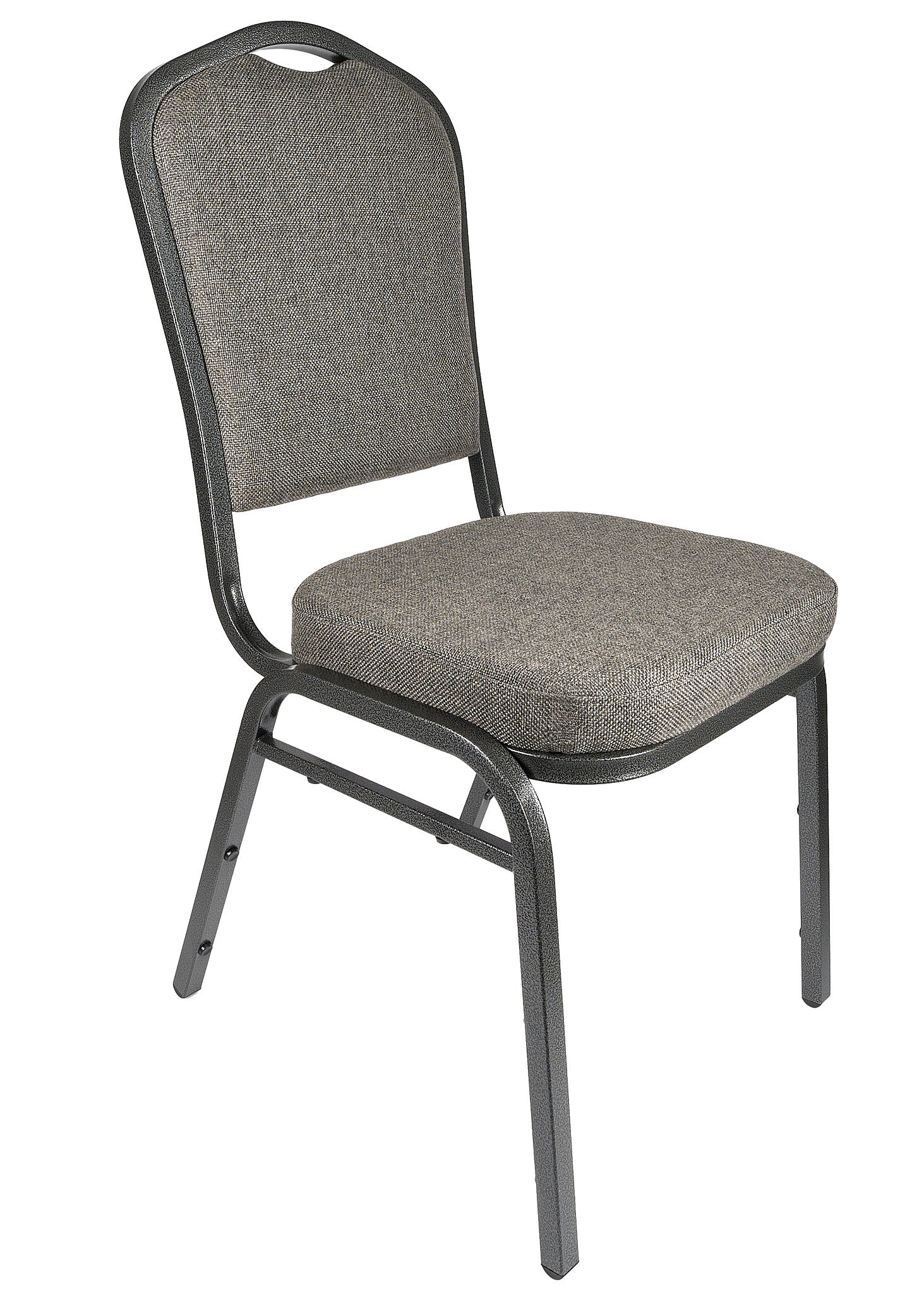 Charcoal Gray Fabric Silver Vein Steel Frame Crown Back Banquet Chair