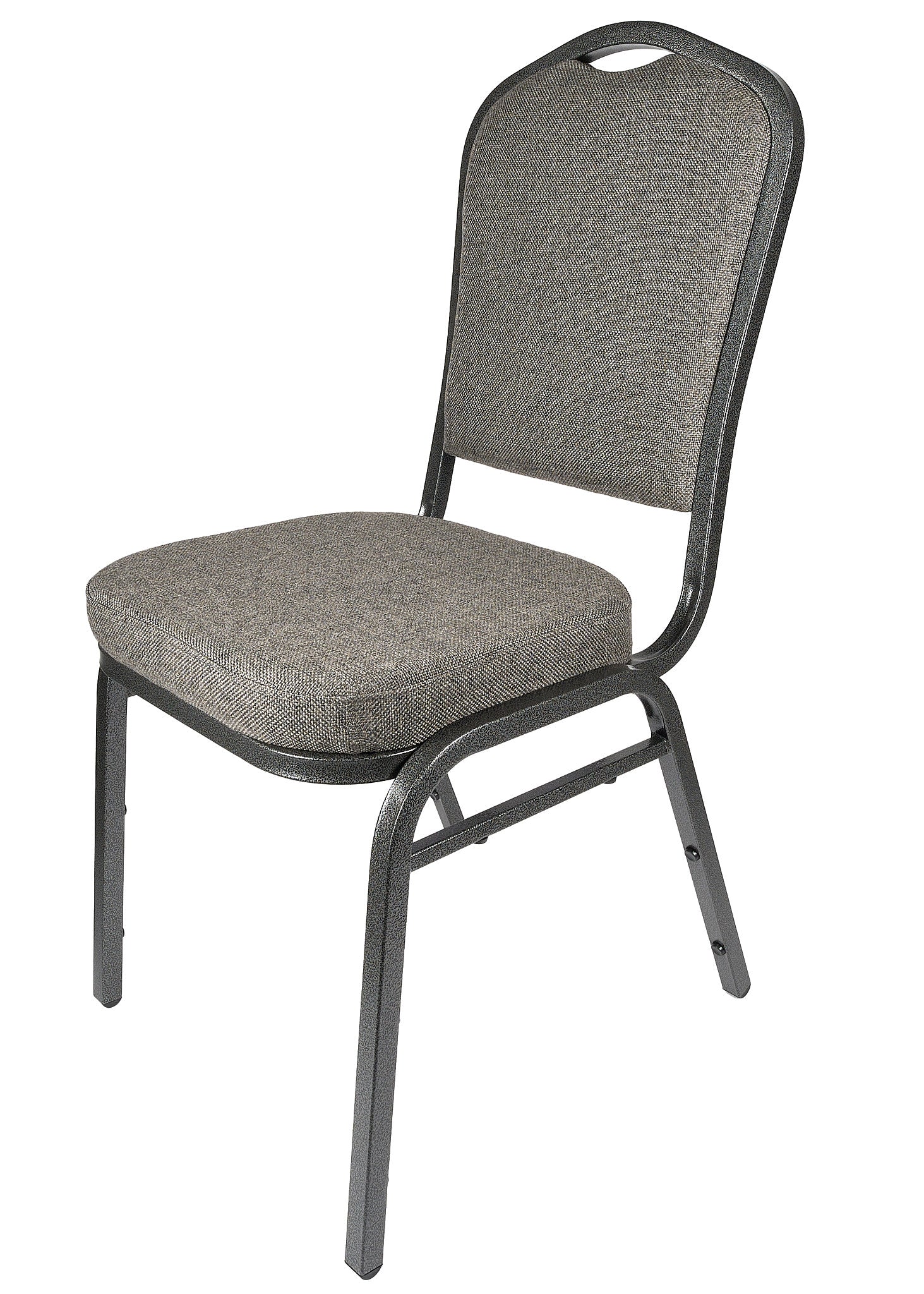 Charcoal Gray Fabric Silver Vein Steel Frame Crown Back Banquet Chair