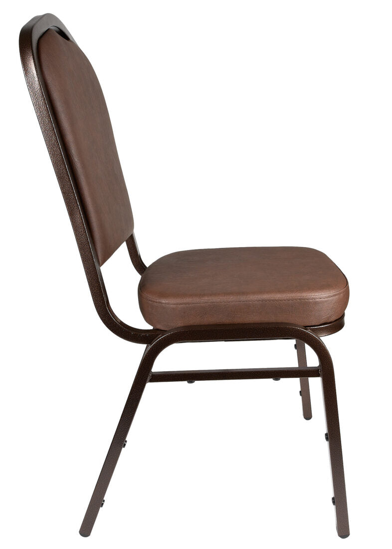 Brown Vinyl Copper Vein Steel Frame Crown Back Banquet Chair