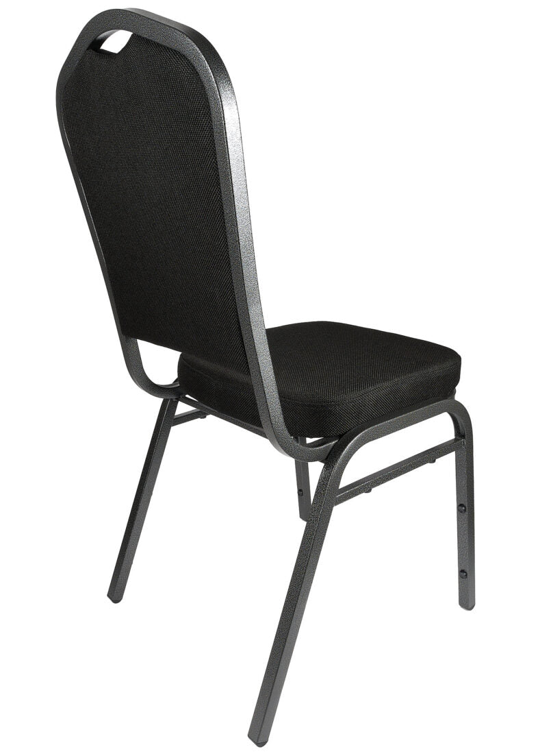 Black Fabric Silver Vein Steel Frame Crown Back Banquet Chair