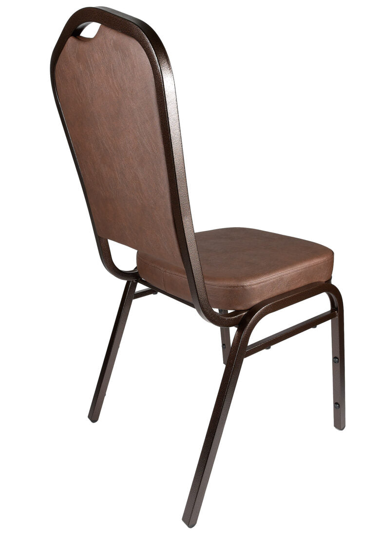 Brown Vinyl Copper Vein Steel Frame Crown Back Banquet Chair