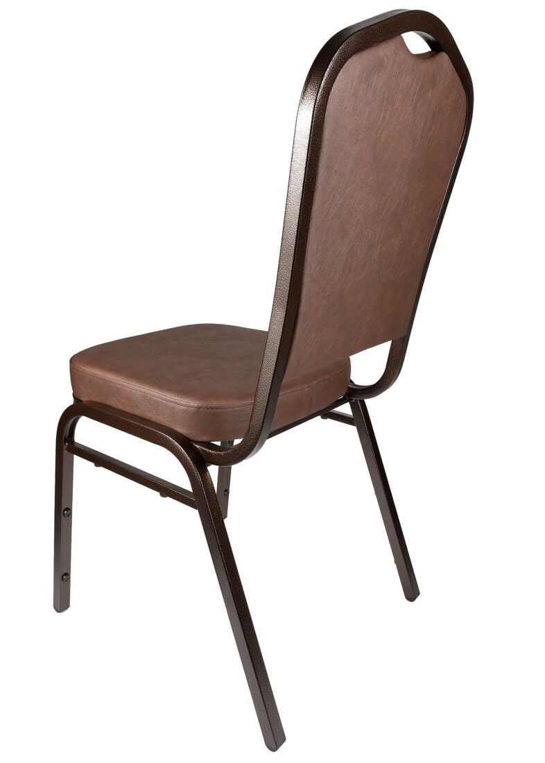 Brown Vinyl Copper Vein Steel Frame Crown Back Banquet Chair