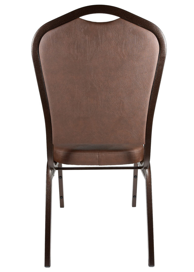 Brown Vinyl Copper Vein Steel Frame Crown Back Banquet Chair