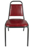 Burgundy Vinyl Silver Vein Steel Frame Trapezoid Back 32" Banquet Chair