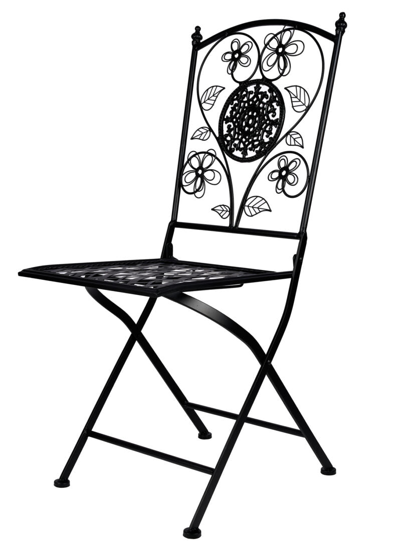 Rustic Matte Black Barcelona Bistro Folding Chair by Chivari CBBMB-AX-T