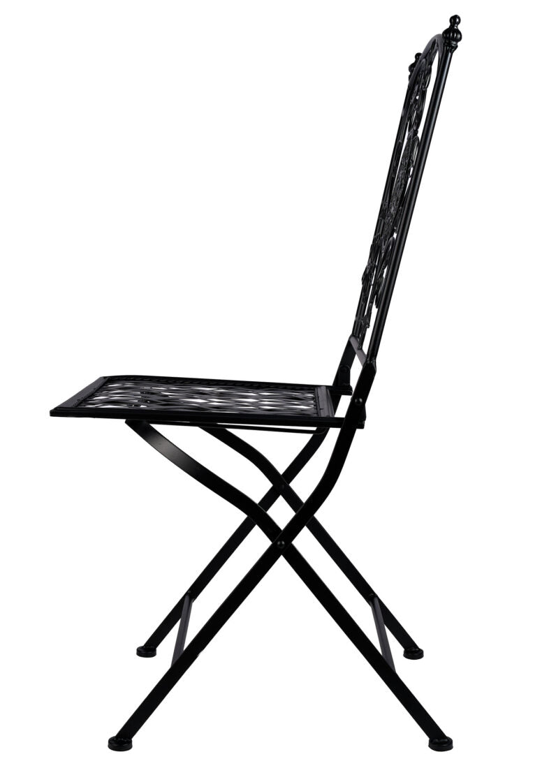 Rustic Matte Black Barcelona Bistro Folding Chair by Chivari CBBMB-AX-T