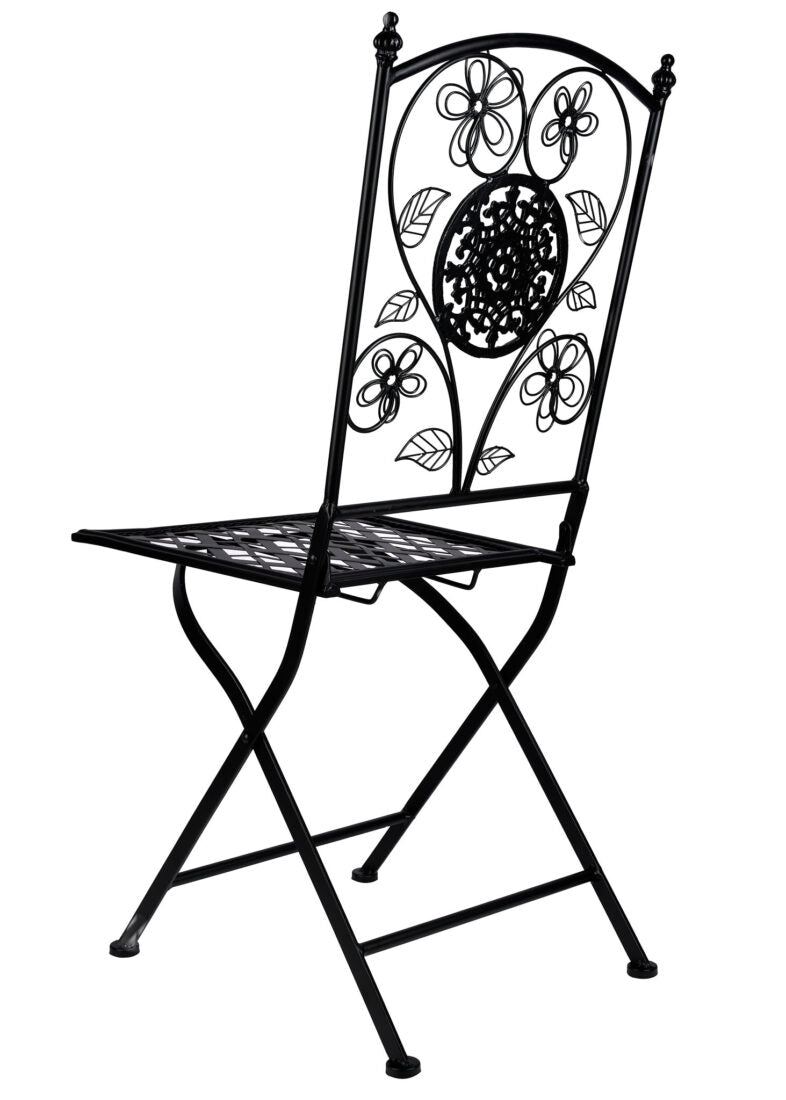 Rustic Matte Black Barcelona Bistro Folding Chair by Chivari CBBMB-AX-T