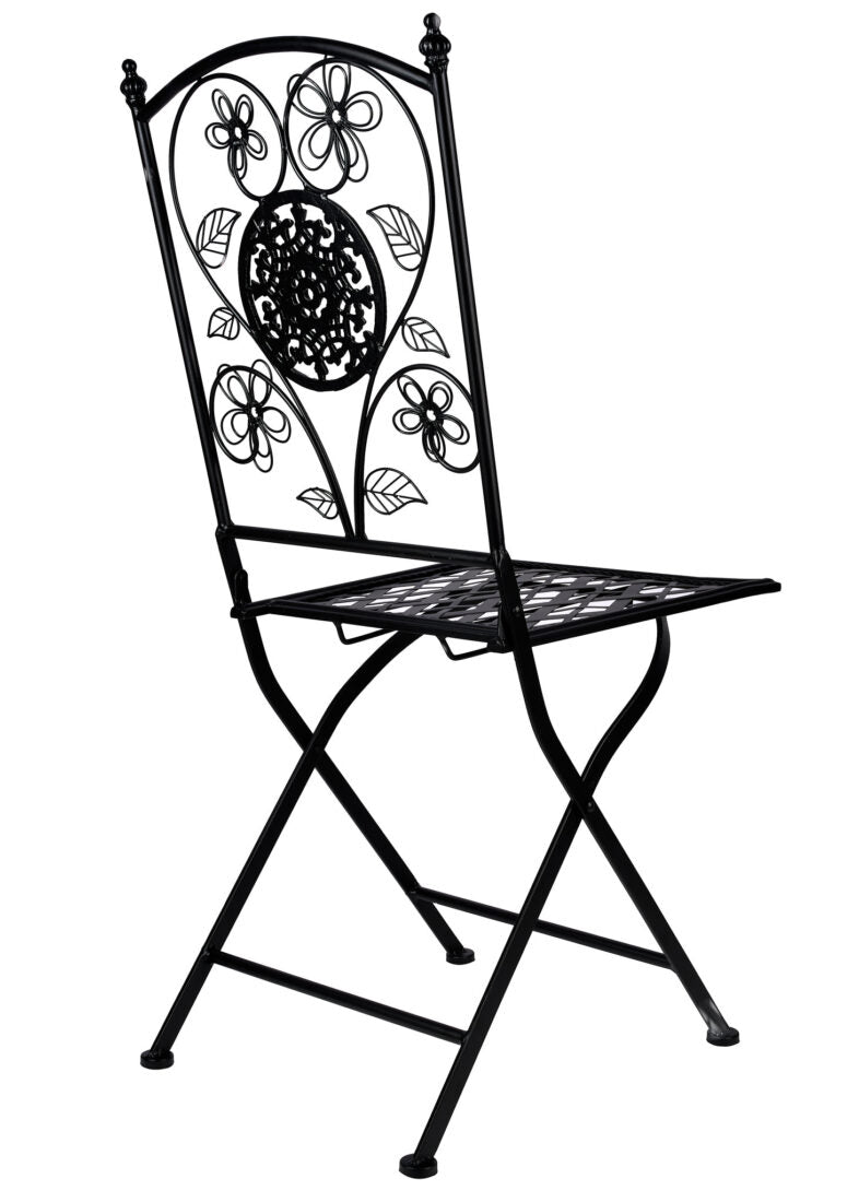 Rustic Matte Black Barcelona Bistro Folding Chair by Chivari CBBMB-AX-T