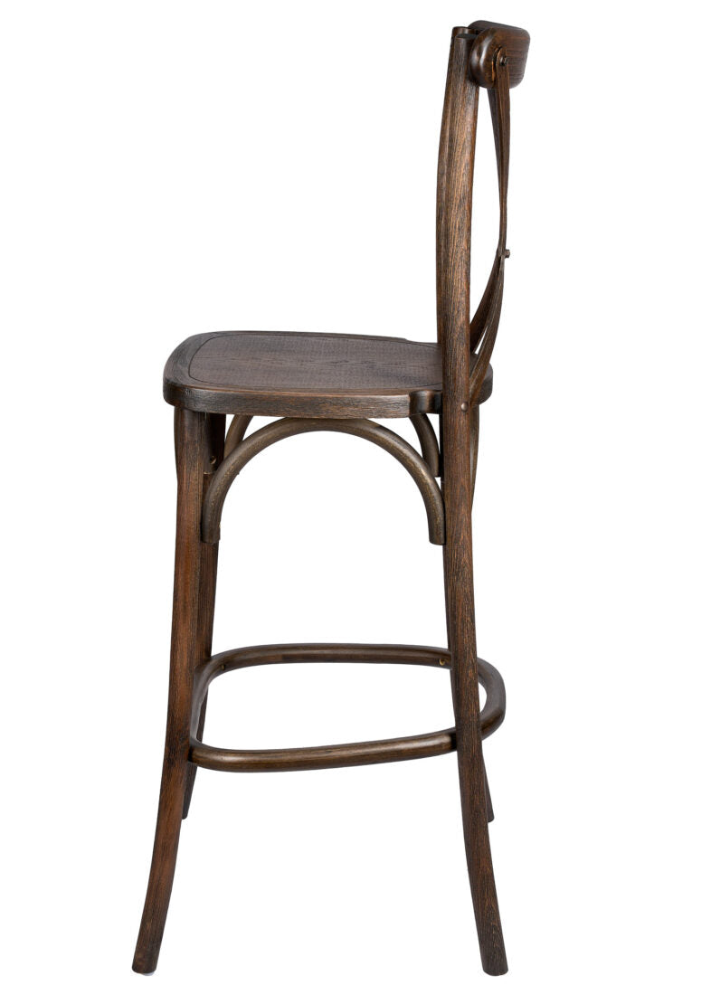 Fruitwood Wood Cross Back Barstool BXWF-ZG-T