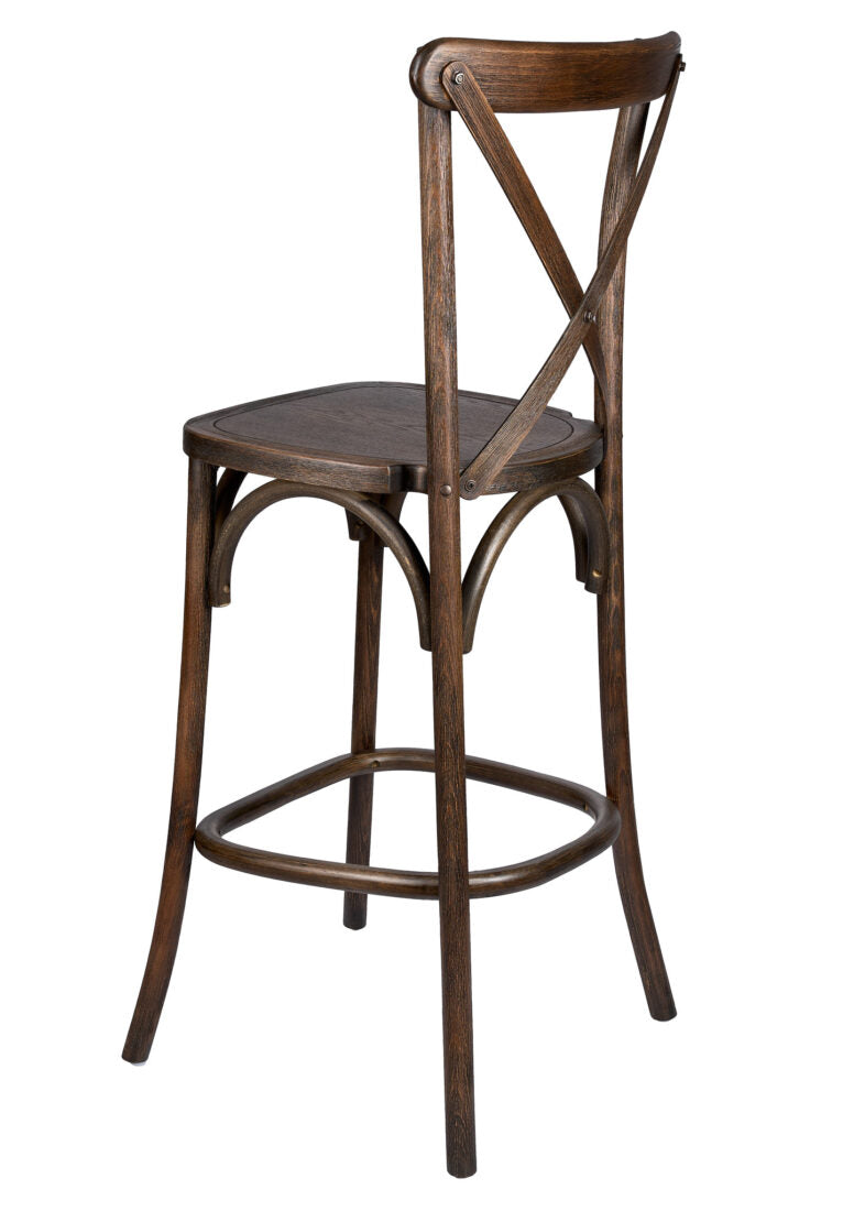 Fruitwood Wood Cross Back Barstool BXWF-ZG-T