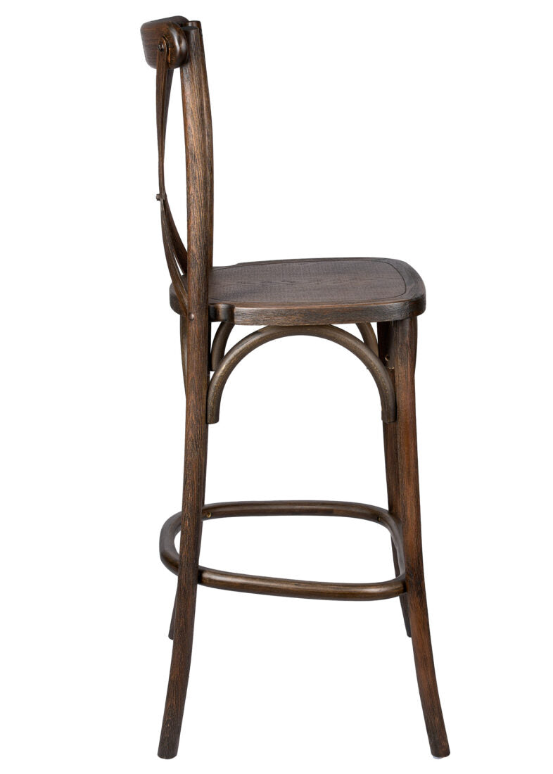 Fruitwood Wood Cross Back Barstool BXWF-ZG-T