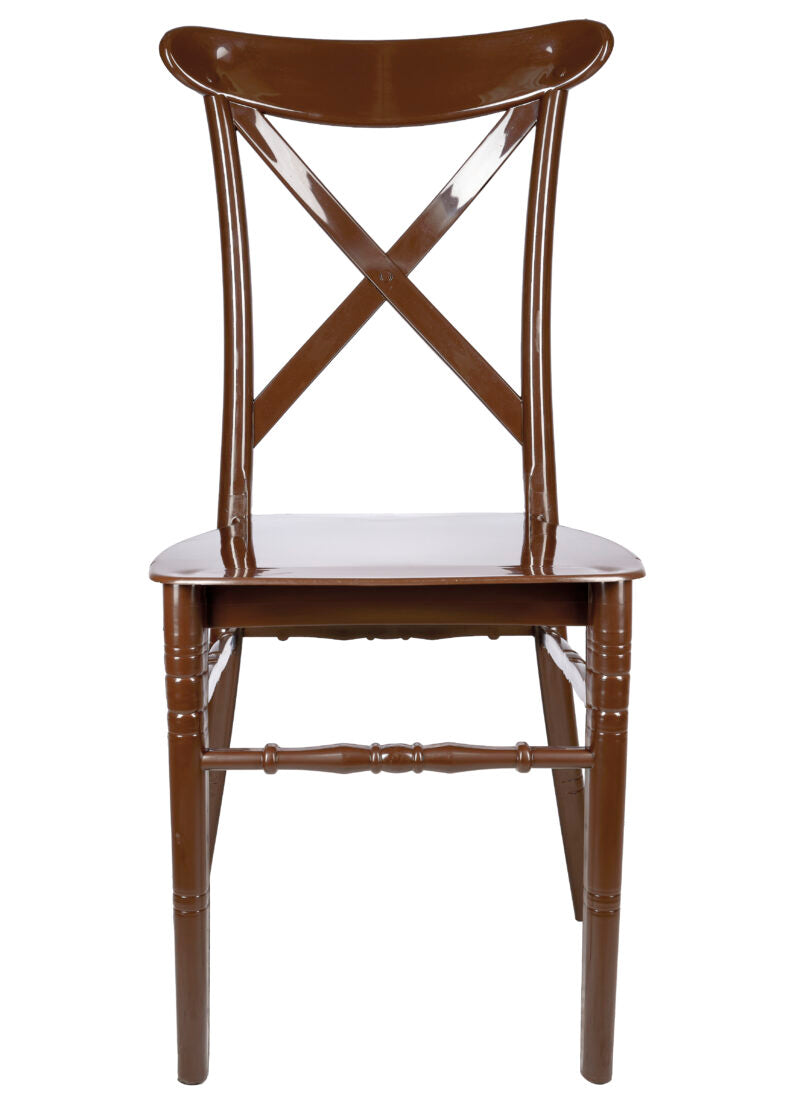 Brown BasicResin Cross Back Chair by Chivari CXPBR-v22-SG-T