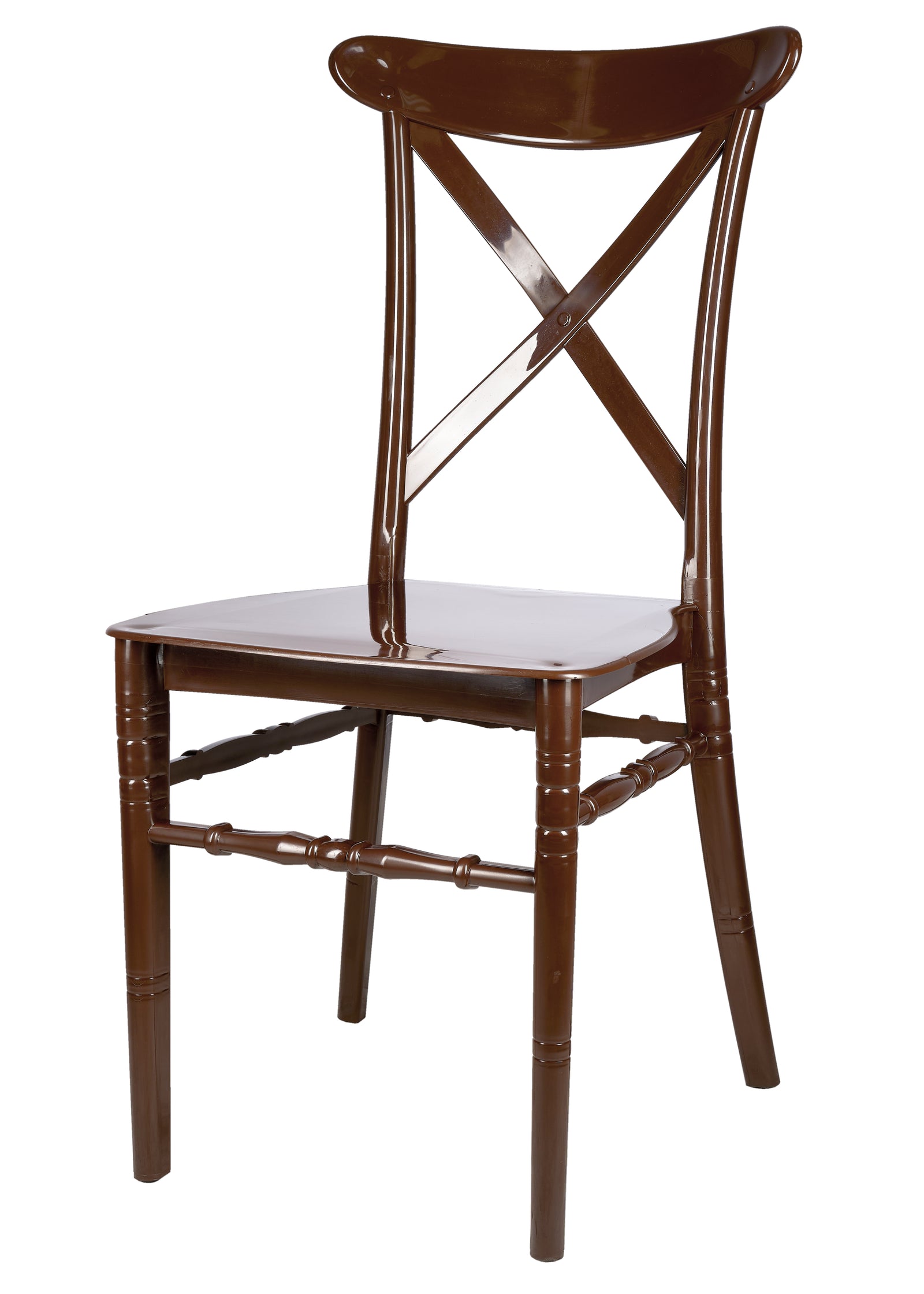 Brown BasicResin Cross Back Chair by Chivari CXPBR-v22-SG-T