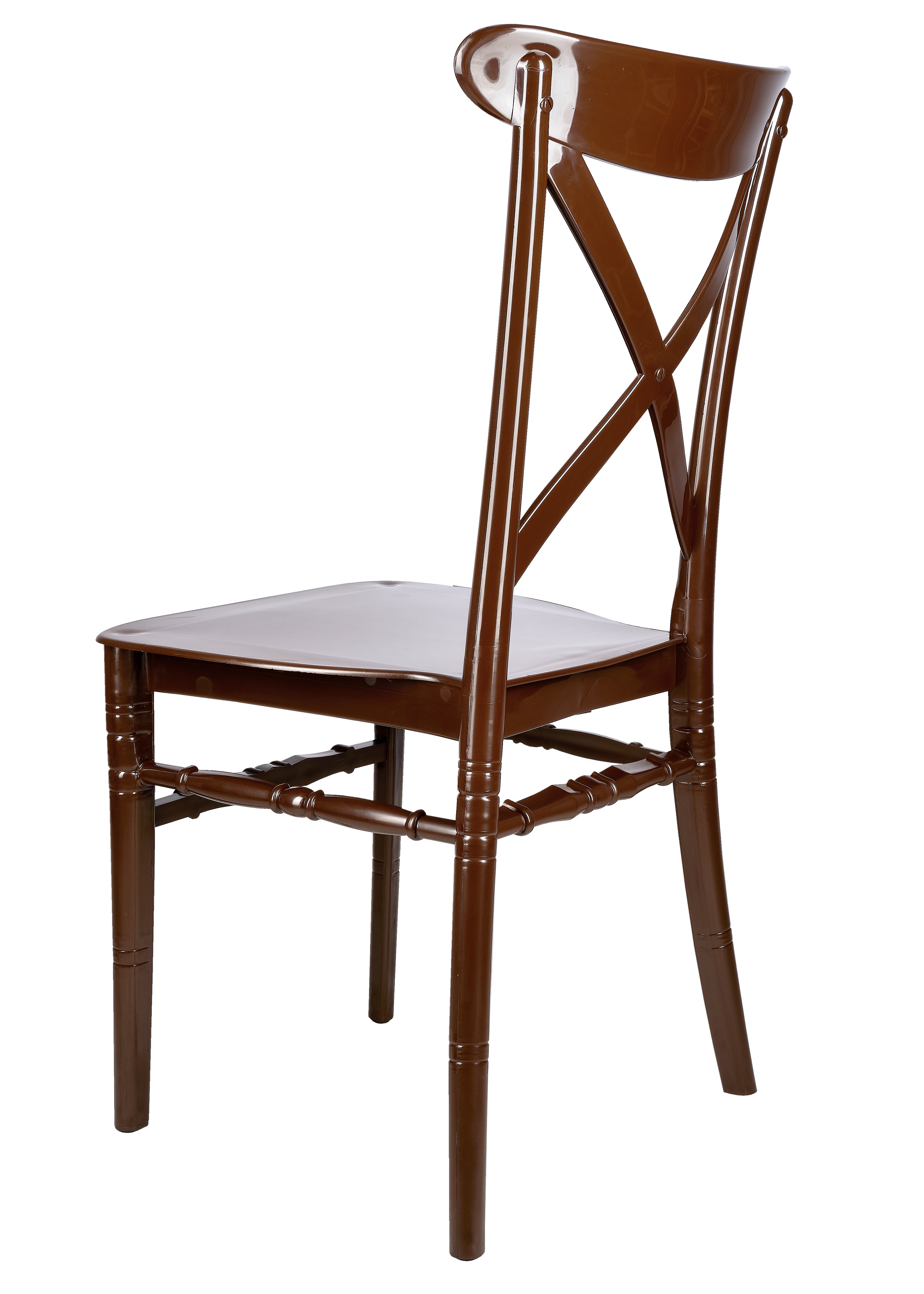 Brown BasicResin Cross Back Chair by Chivari CXPBR-v22-SG-T