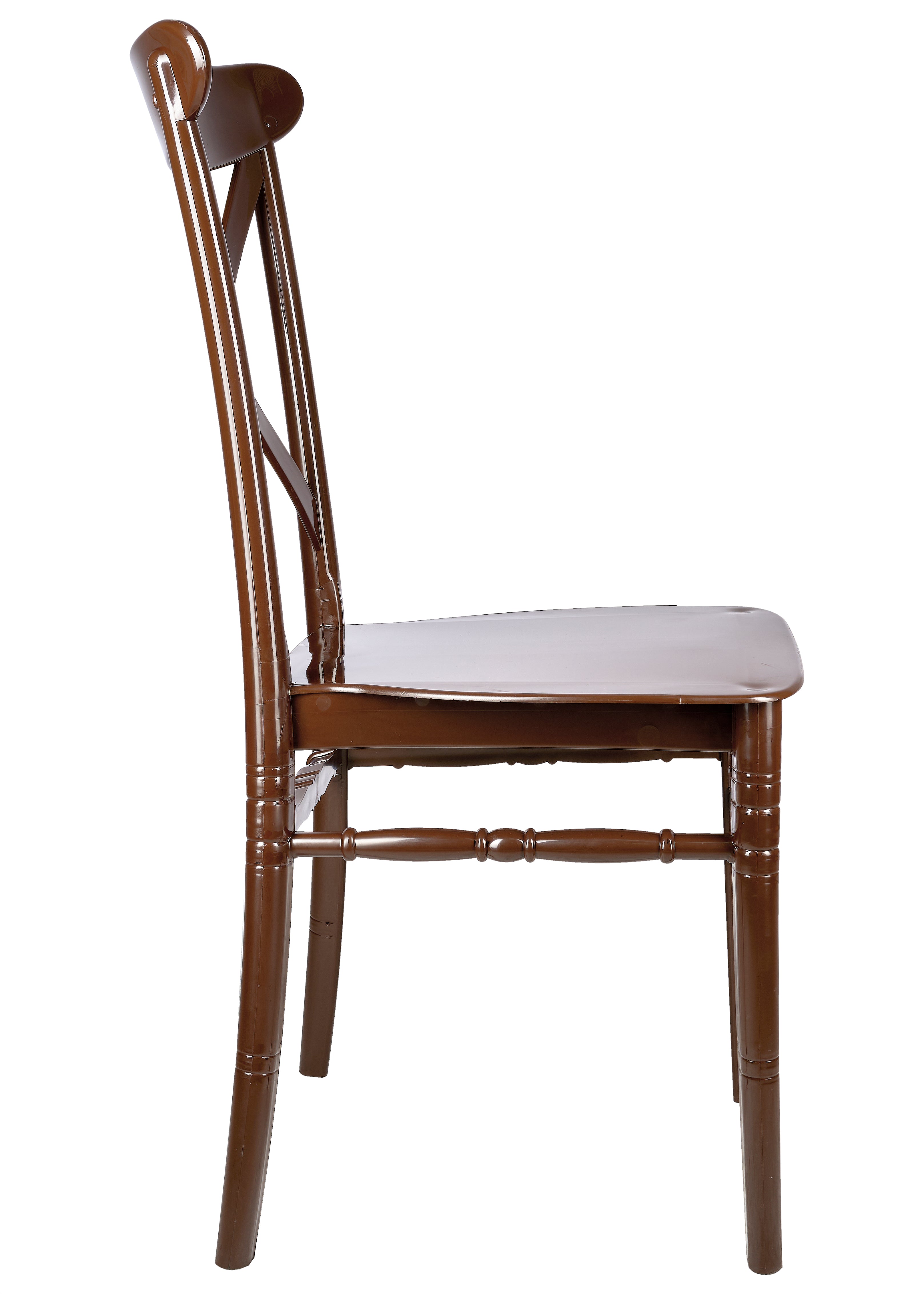 Brown BasicResin Cross Back Chair by Chivari CXPBR-v22-SG-T