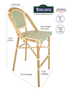 Beige & Green Armless French Bistro Patio Dining Barstool by Chivari BBPW-AX-T