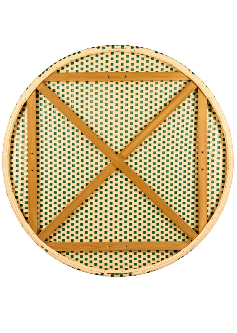 40" Round Beige and Green Rattan French Bistro Table