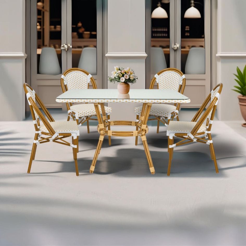 Toulouse White and Beige French Bistro Set Includes  48