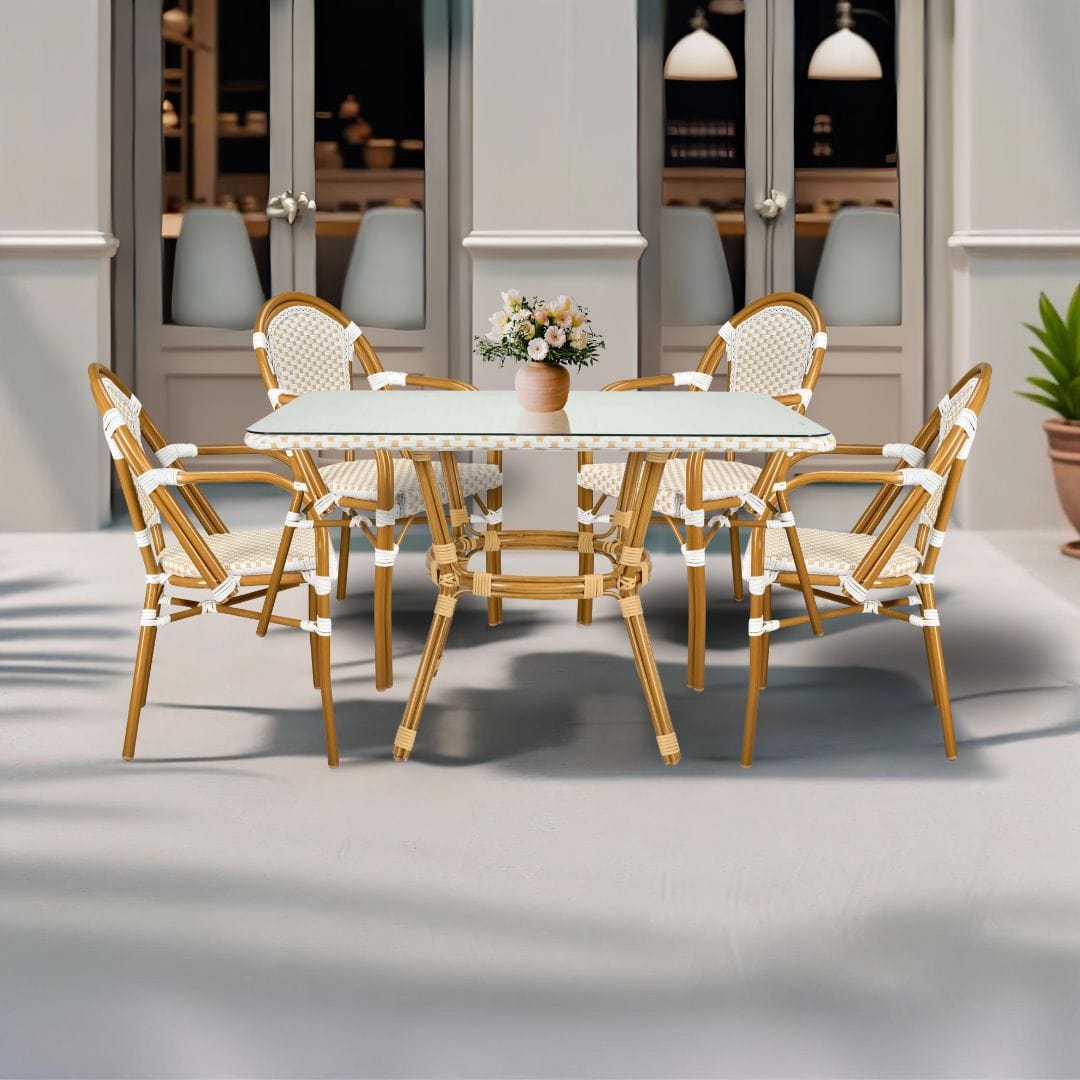 Toulouse White and Beige French Bistro Set Includes  48
