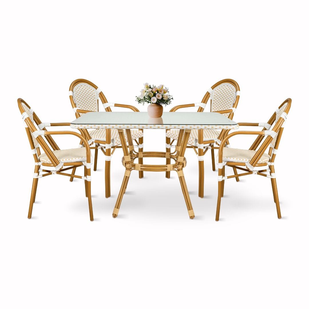 Toulouse White and Beige French Bistro Set Includes  48
