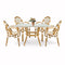 Toulouse White and Beige French Bistro Set Includes  48" x 36" Square Table and 4 Chairs with Arms FBK-SQ-WB-AWB4-AX