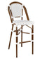 Bistro Barstool Armless PE Rattan Whtie on White Dark Pipe BBPWD-AX-T