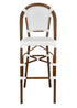 Bistro Barstool Armless PE Rattan Whtie on White Dark Pipe BBPWD-AX-T