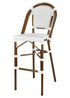 Bistro Barstool Armless PE Rattan Whtie on White Dark Pipe BBPWD-AX-T