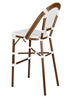 Bistro Barstool Armless PE Rattan Whtie on White Dark Pipe BBPWD-AX-T