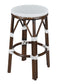 Bistro Bar Stool, No Back, 26" Counter Height PE Rattan, White on White Dark Pipe BCNBPWD-AX-T