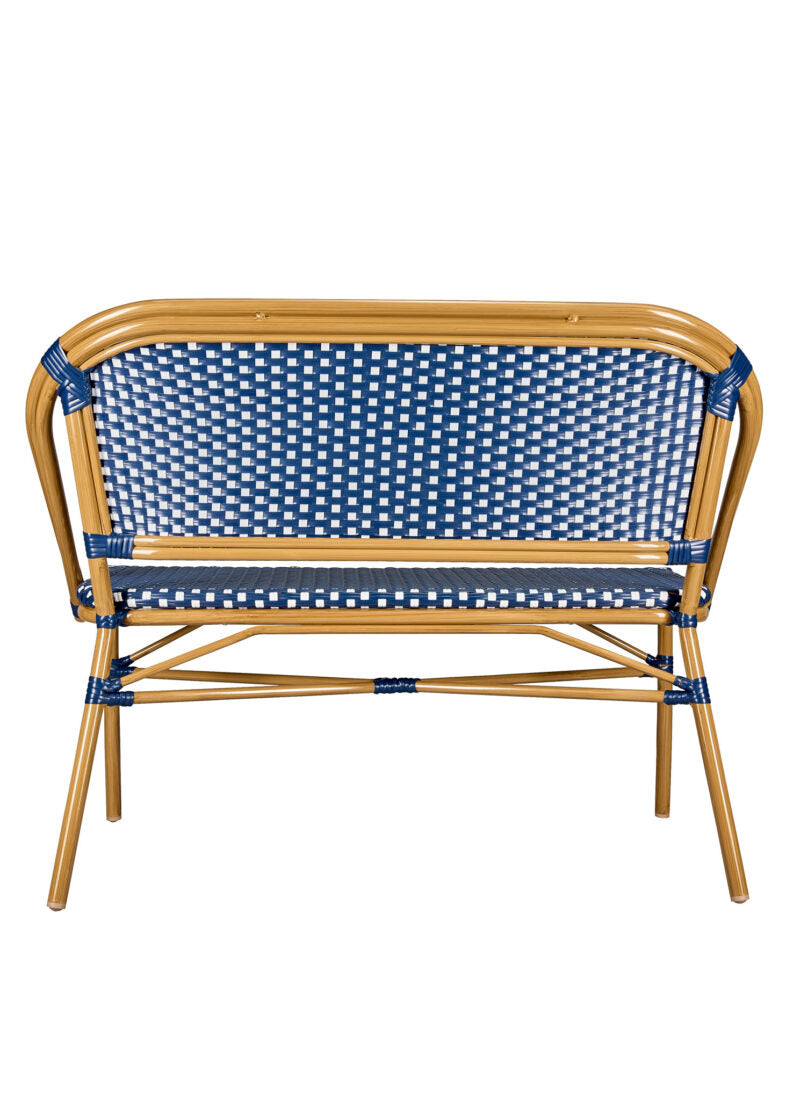 Blue on White Medium Pipe Bistro Bench BNBPBLU-AX-T