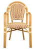 Beige and Maroon French Bistro Patio Dining Chair with Arms